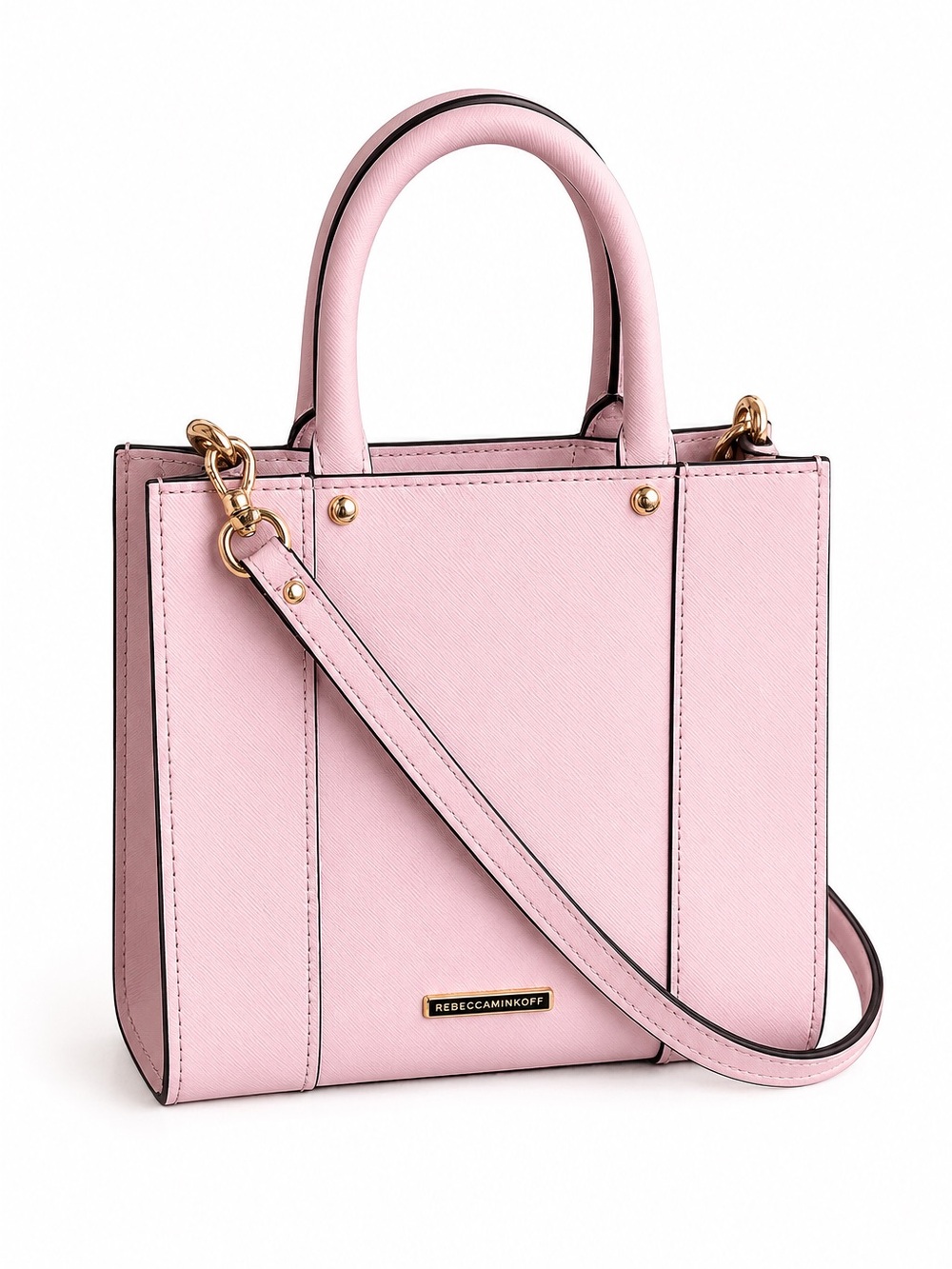 Rebecca Minkoff Mini Structured Tote Pink Saffiano Leather Crossbody NWOT